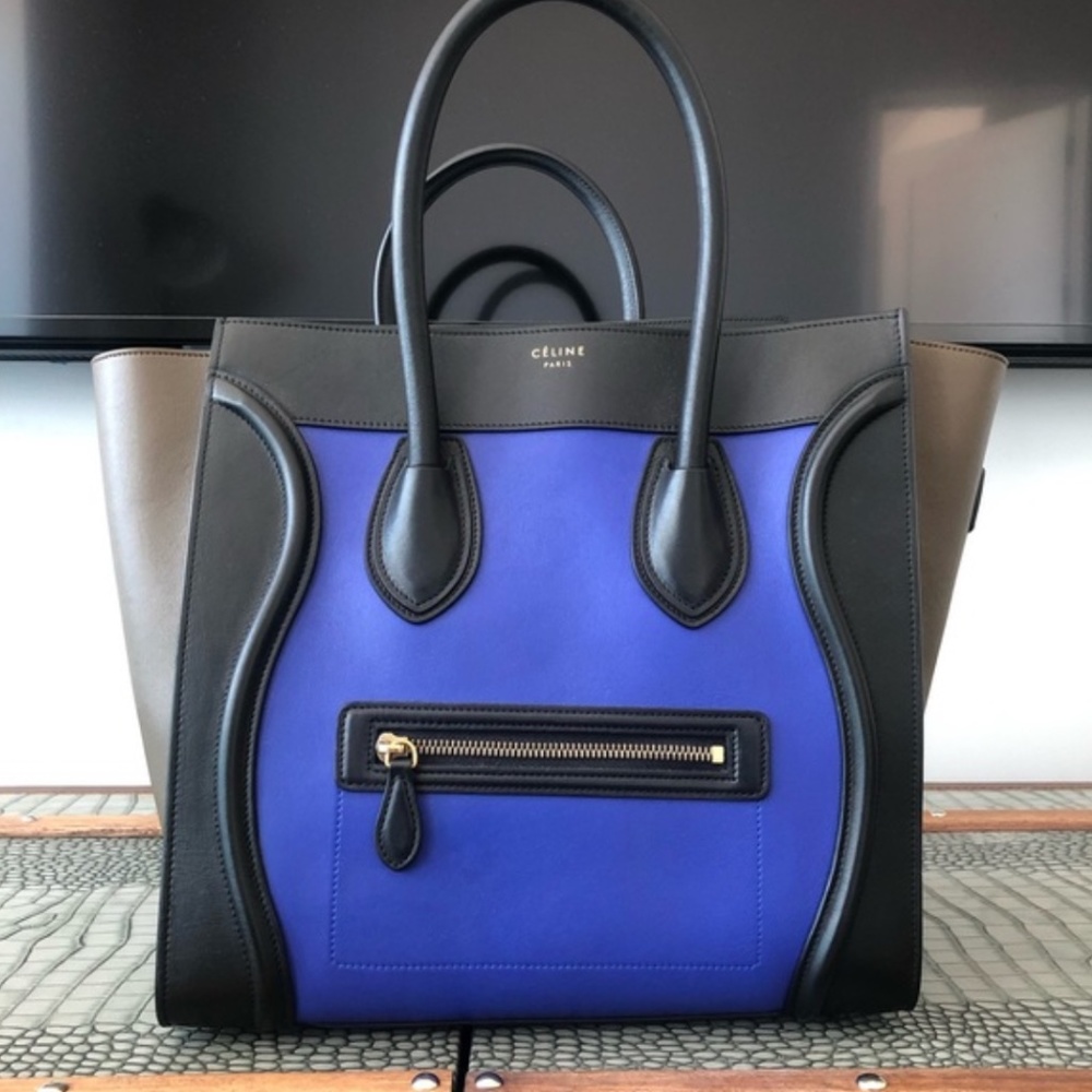 CELINE Satin Calfskin Tri-Color Luggage Multicolor